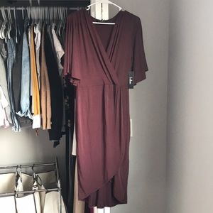 Lulu’s Burgundy Faux Wrap Dress, NWT